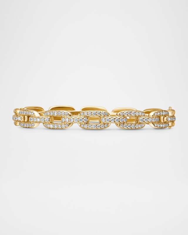 Stax Link Bracelet with Diamonds in 18K Gold, 7